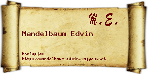 Mandelbaum Edvin névjegykártya